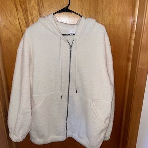 White Teddy Zip Up Jacket/Sweatshirt